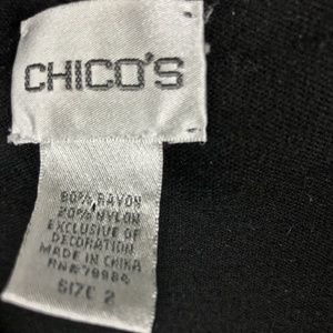 Chico's | Sweaters | Chicos Sz 2 Ruffle Front Black Cardigan Ls Slinky